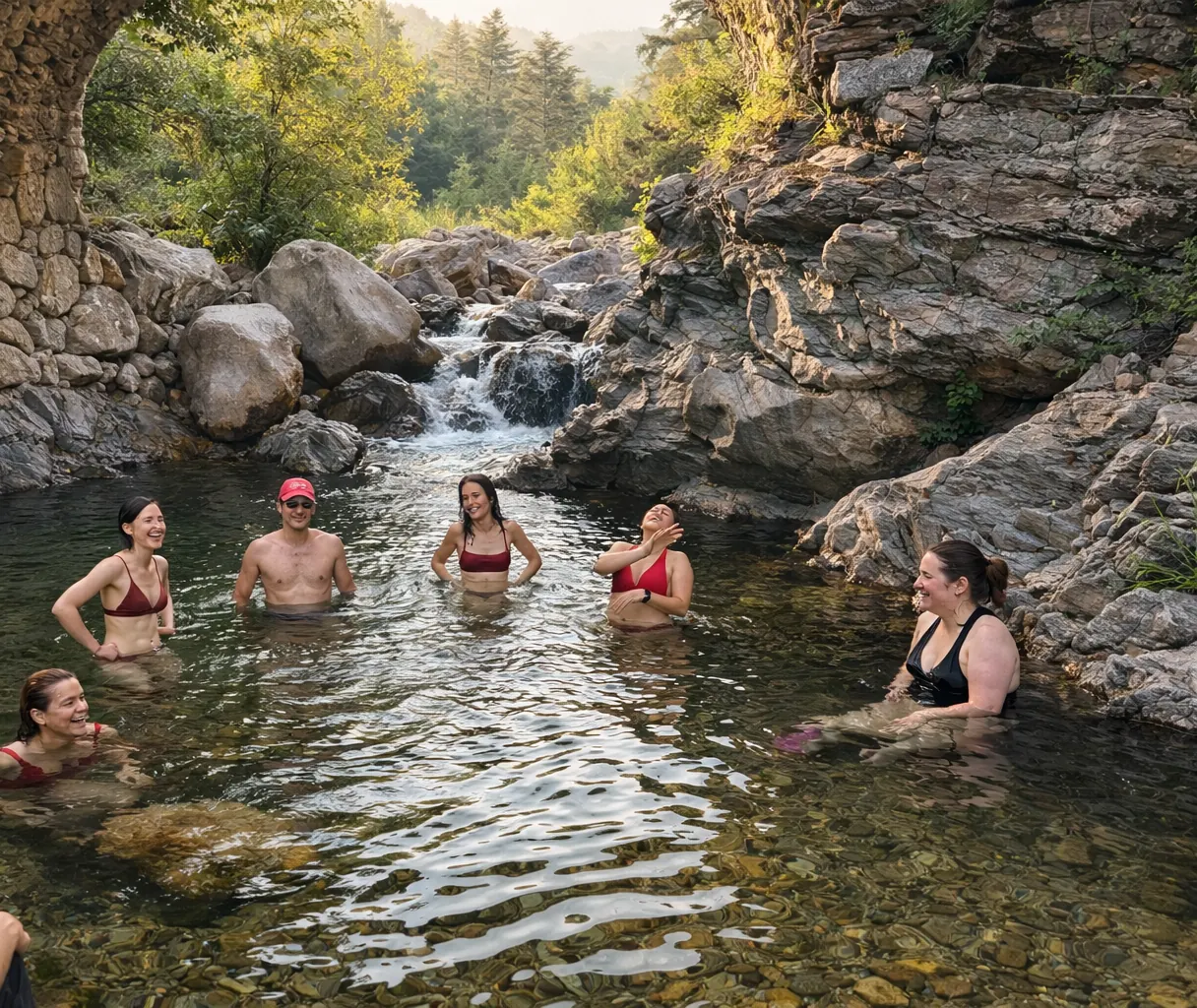 Baignade dans la rivière des Cévennes, Wake Up Village
