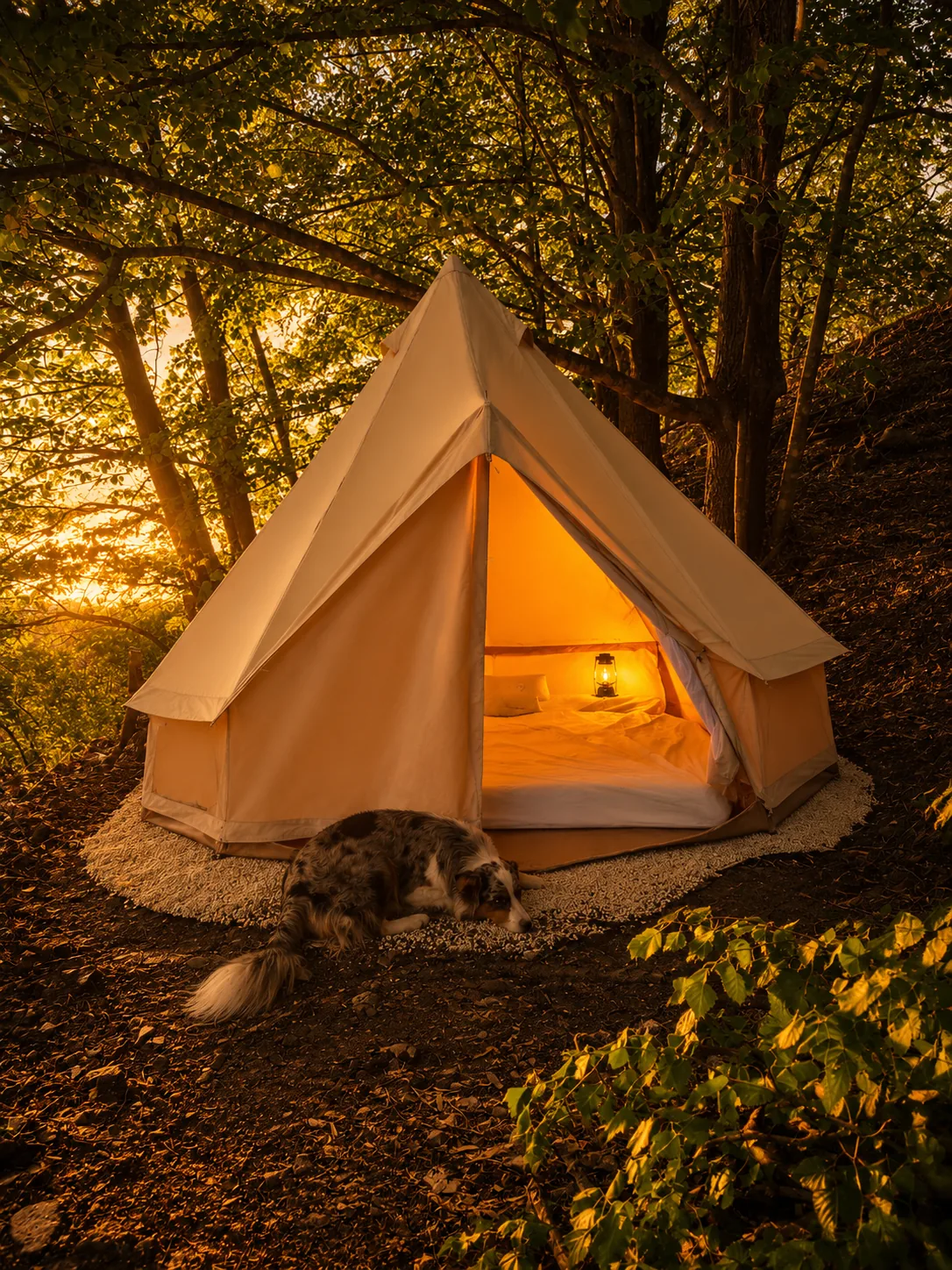 Les Tilleuls, tipi au coucher de soleil